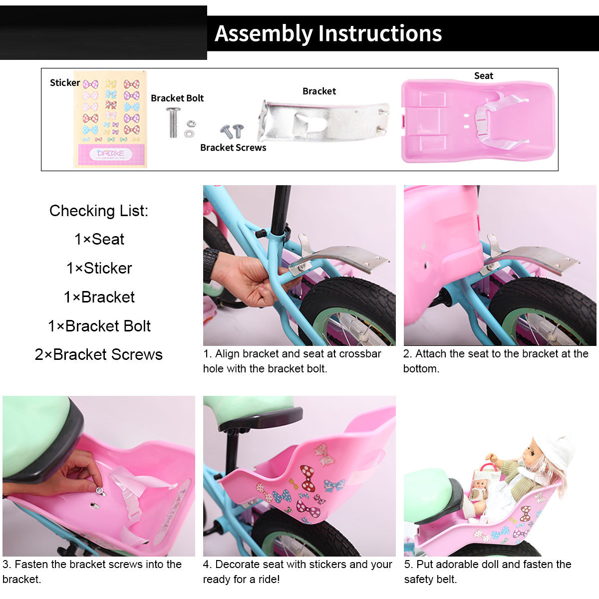 Siège Arrière de Transport à Poupées pour Vélos d'Enfants