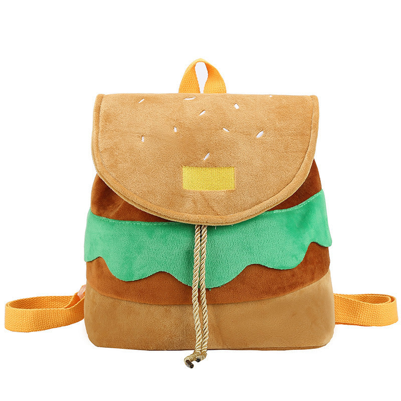 Sac à dos de grande capacité de dessin animé mignon hamburger pour femmes